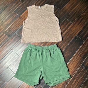 Tank top and shorts set cotton Los Angeles Apparel casual basic Summer coastal